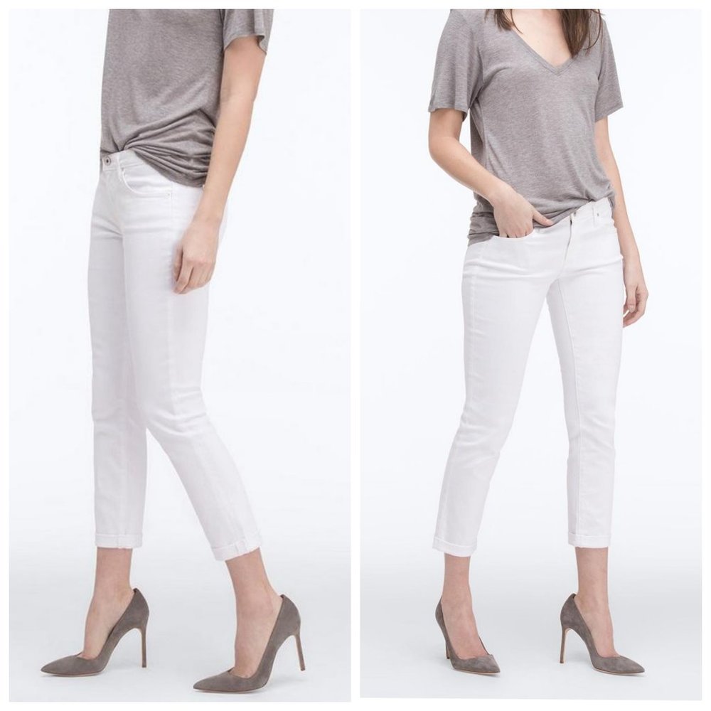 Ag Adriano Goldschmied Jeans The Stilt Roll-up Cigarette Cropped White 29